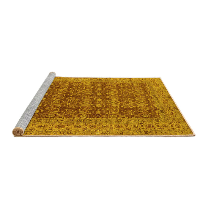 Sideview of Machine Washable Oriental Yellow Industrial Rug, wshurb1758yw