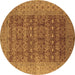 Round Oriental Brown Industrial Rug, urb1758brn