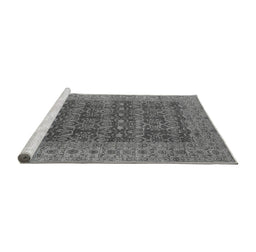 Sideview of Machine Washable Oriental Gray Industrial Rug, wshurb1758gry