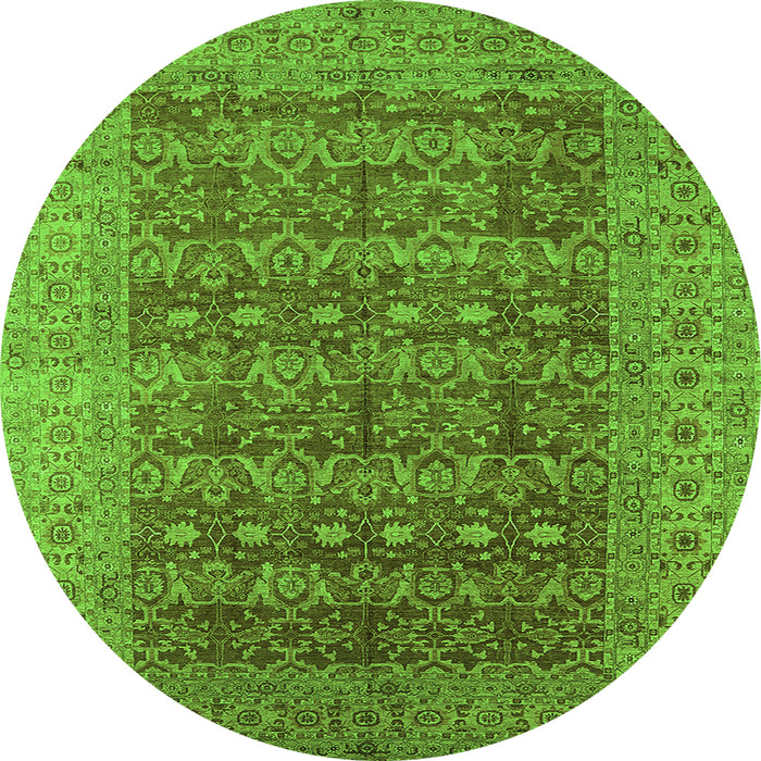 Round Oriental Green Industrial Rug, urb1758grn