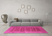 Machine Washable Oriental Pink Industrial Rug in a Living Room, wshurb1758pnk