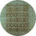 Round Oriental Light Blue Industrial Rug, urb1758lblu