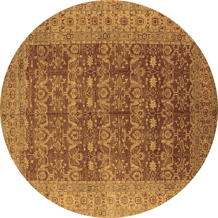 Round Machine Washable Oriental Brown Industrial Rug, wshurb1758brn