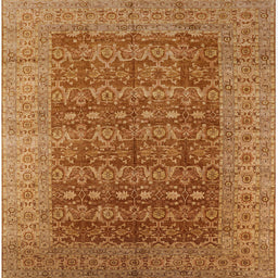 Square Mid-Century Modern Mahogany Brown Oriental Rug, urb1758