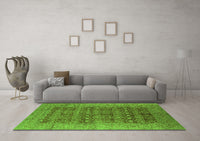 Machine Washable Oriental Green Industrial Rug, wshurb1758grn