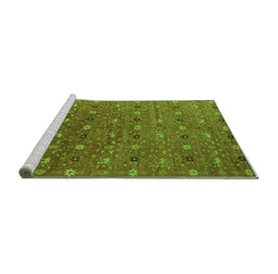 Sideview of Machine Washable Oriental Green Industrial Area Rugs, wshurb1759grn