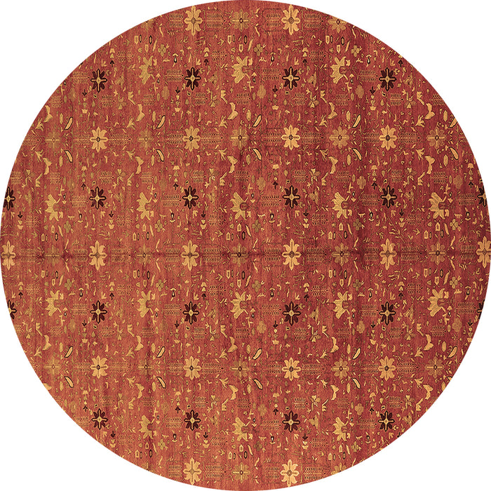 Round Oriental Brown Industrial Rug, urb1759brn