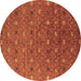 Round Oriental Brown Industrial Rug, urb1759brn