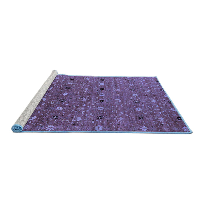 Sideview of Machine Washable Oriental Blue Industrial Rug, wshurb1759blu
