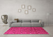 Machine Washable Oriental Pink Industrial Rug in a Living Room, wshurb1759pnk