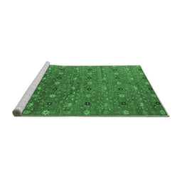 Sideview of Machine Washable Oriental Emerald Green Industrial Area Rugs, wshurb1759emgrn