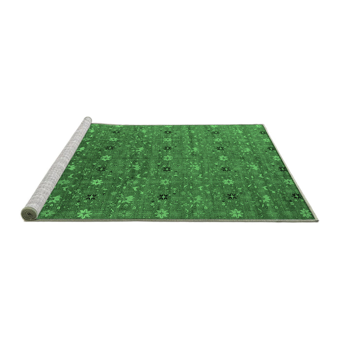 Sideview of Machine Washable Oriental Emerald Green Industrial Area Rugs, wshurb1759emgrn