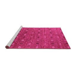 Sideview of Machine Washable Oriental Pink Industrial Rug, wshurb1759pnk
