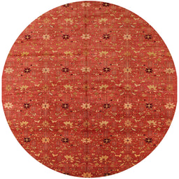 Round Mid-Century Modern Red Oriental Rug, urb1759