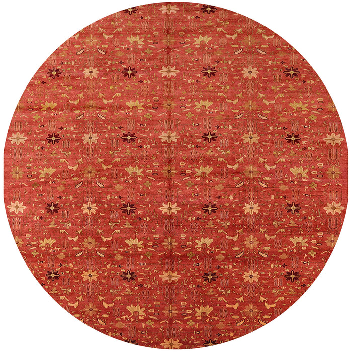 Round Mid-Century Modern Red Oriental Rug, urb1759