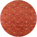 Round Mid-Century Modern Red Oriental Rug, urb1759