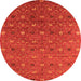 Round Machine Washable Oriental Orange Industrial Area Rugs, wshurb1759org