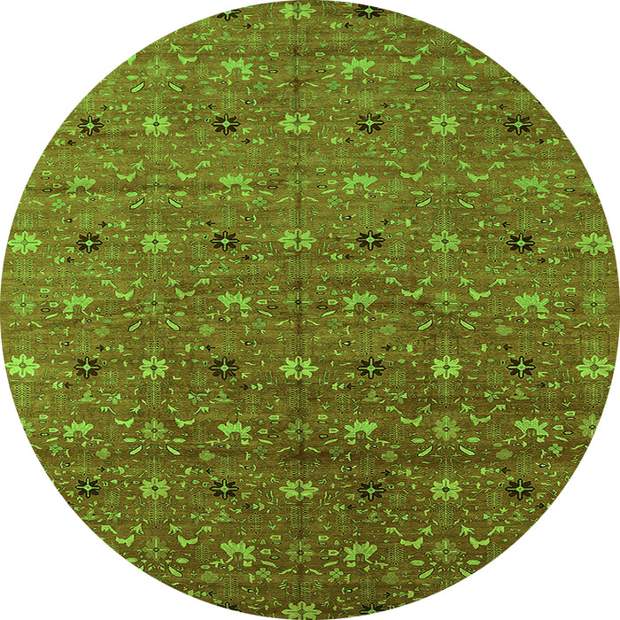Round Oriental Green Industrial Rug, urb1759grn