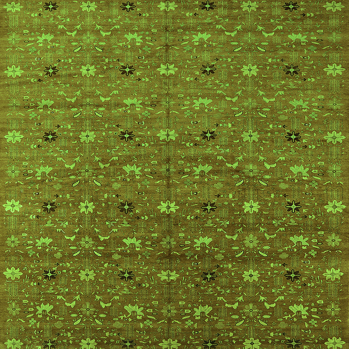 Square Machine Washable Oriental Green Industrial Area Rugs, wshurb1759grn