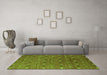 Machine Washable Oriental Green Industrial Area Rugs in a Living Room,, wshurb1759grn