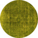 Round Oriental Yellow Industrial Rug, urb1760yw