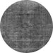 Round Machine Washable Oriental Gray Industrial Rug, wshurb1760gry