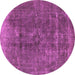 Round Machine Washable Oriental Pink Industrial Rug, wshurb1760pnk