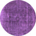 Round Oriental Purple Industrial Rug, urb1760pur