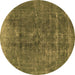 Round Oriental Brown Industrial Rug, urb1760brn