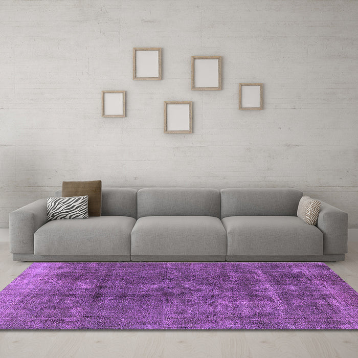 Machine Washable Oriental Purple Industrial Area Rugs in a Living Room, wshurb1760pur