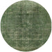 Round Machine Washable Industrial Modern Green Rug, wshurb1760