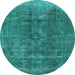 Round Oriental Light Blue Industrial Rug, urb1760lblu