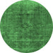 Round Oriental Emerald Green Industrial Rug, urb1760emgrn