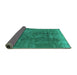 Sideview of Oriental Turquoise Industrial Rug, urb1760turq