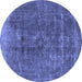 Round Oriental Blue Industrial Rug, urb1760blu