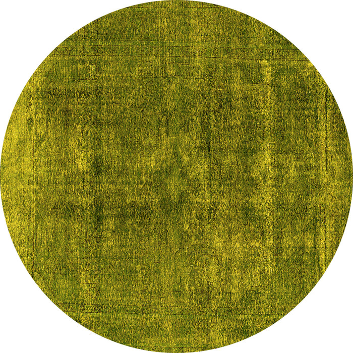 Round Machine Washable Oriental Yellow Industrial Rug, wshurb1760yw