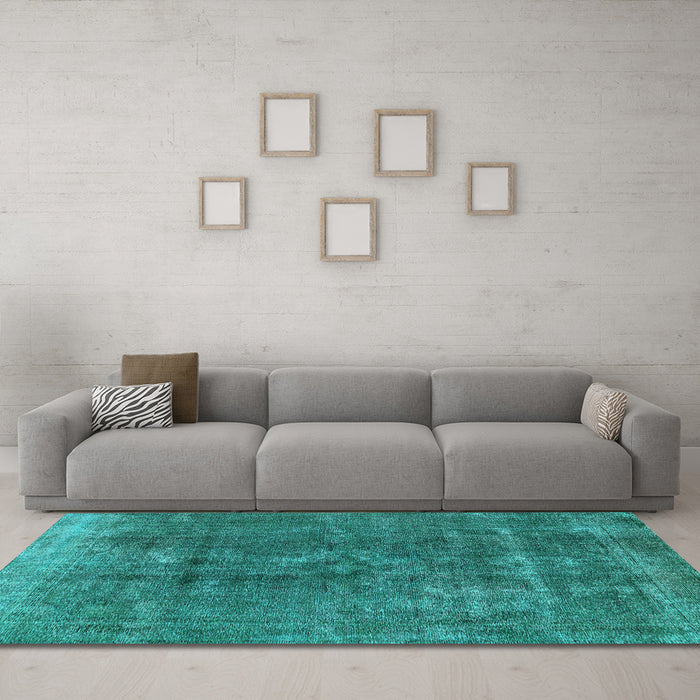 Machine Washable Oriental Light Blue Industrial Rug in a Living Room, wshurb1760lblu