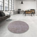 Round Mid-Century Modern Pink Oriental Rug in a Office, urb1761