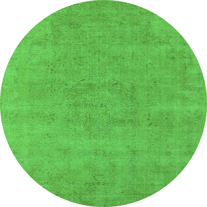 Round Machine Washable Oriental Green Industrial Area Rugs, wshurb1761grn