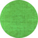 Round Machine Washable Oriental Green Industrial Area Rugs, wshurb1761grn