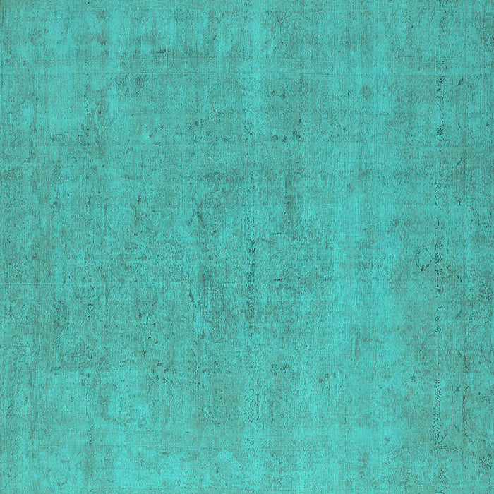Square Machine Washable Oriental Turquoise Industrial Area Rugs, wshurb1761turq