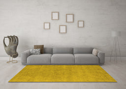 Machine Washable Oriental Yellow Industrial Rug in a Living Room, wshurb1761yw
