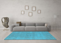 Machine Washable Oriental Light Blue Industrial Rug, wshurb1761lblu