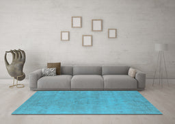 Machine Washable Oriental Light Blue Industrial Rug in a Living Room, wshurb1761lblu