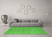 Machine Washable Oriental Green Industrial Area Rugs in a Living Room,, wshurb1761grn