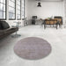 Round Machine Washable Industrial Modern Rosy Pink Rug in a Office, wshurb1761