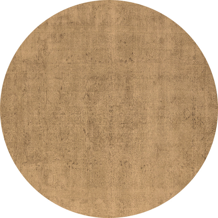 Round Oriental Brown Industrial Rug, urb1761brn