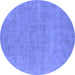 Round Oriental Blue Industrial Rug, urb1761blu