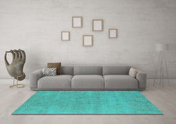 Machine Washable Oriental Turquoise Industrial Area Rugs in a Living Room,, wshurb1761turq