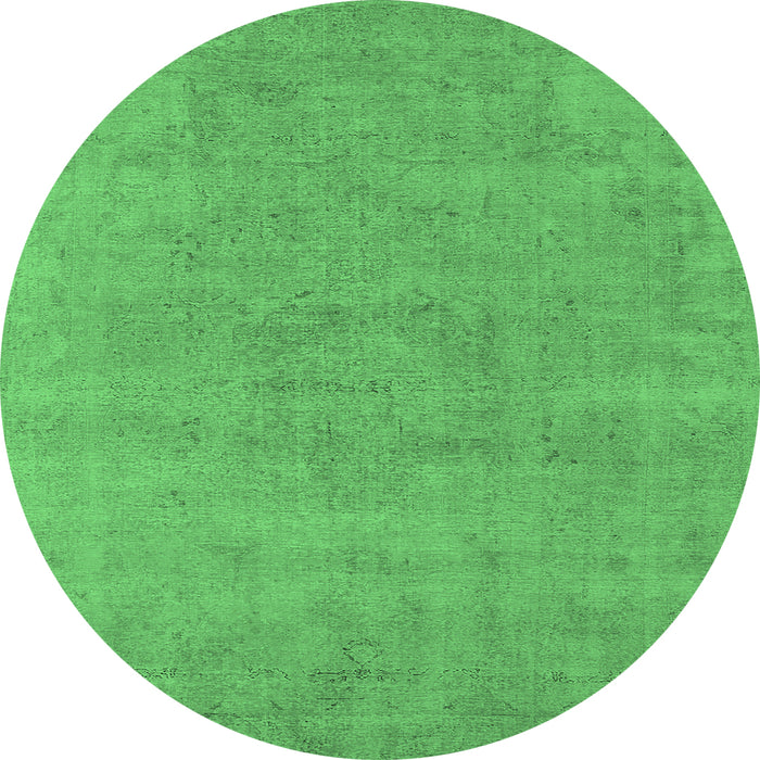 Round Oriental Emerald Green Industrial Rug, urb1761emgrn